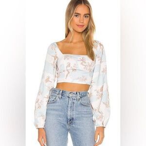 Song of Style Dixie Long sleeve Crop Top in Siren Multi